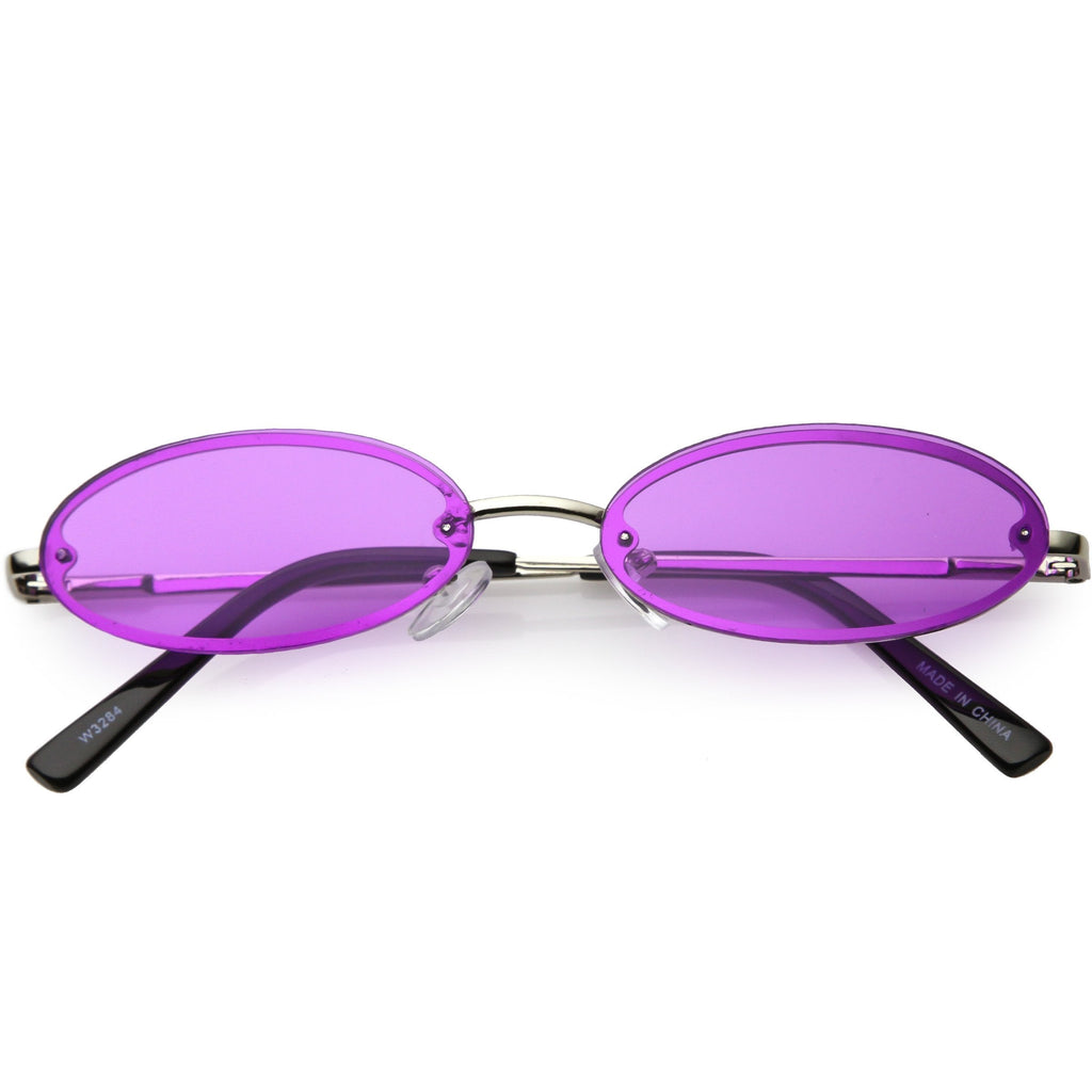 Retro Small 1990's Jewel Cut Oval Color Tone Sunglasses C723