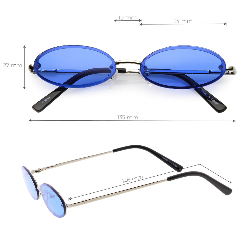 Retro Small 1990's Jewel Cut Oval Color Tone Sunglasses C723