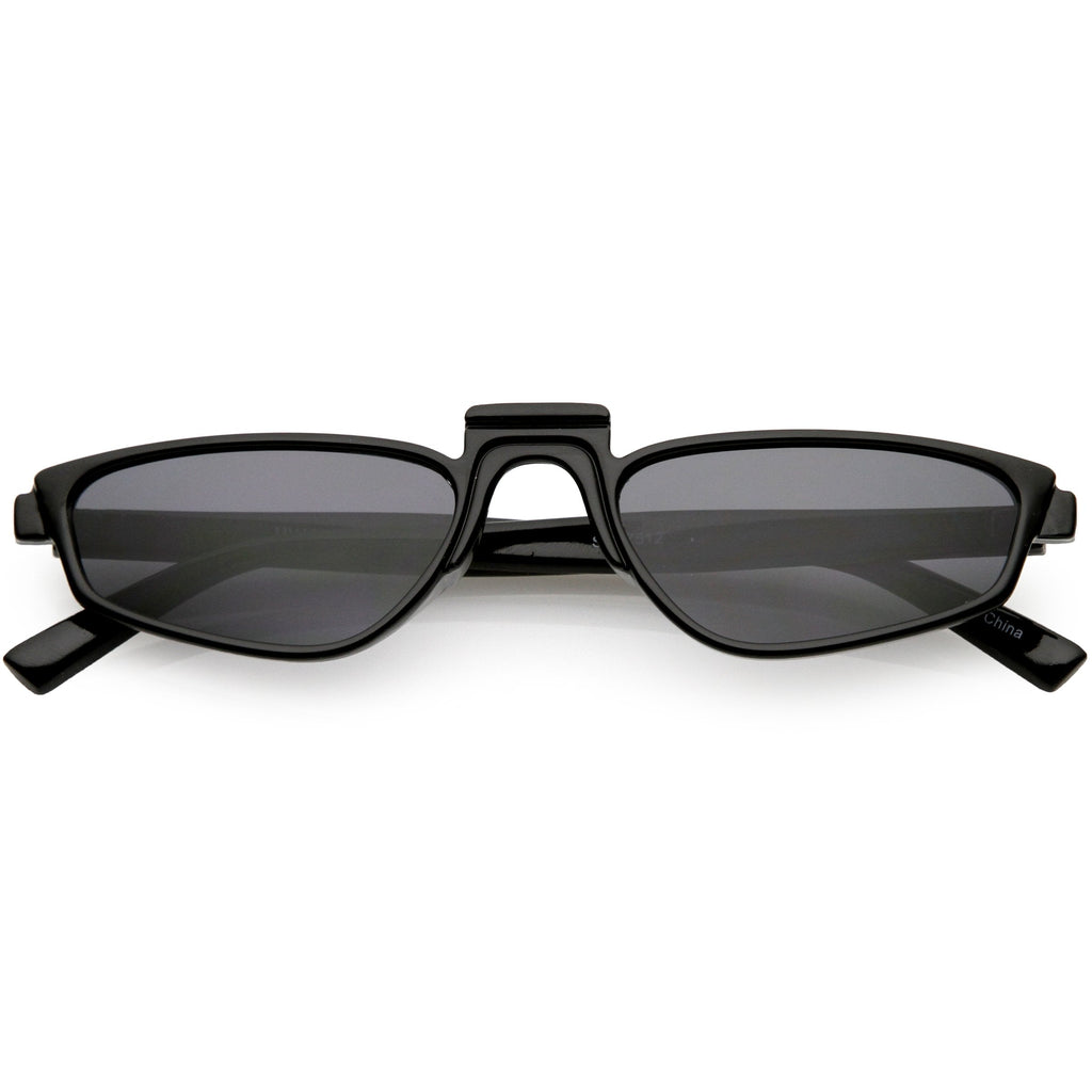 Retro Modern Low Temple Narrow Flat Top Sunglasses C731