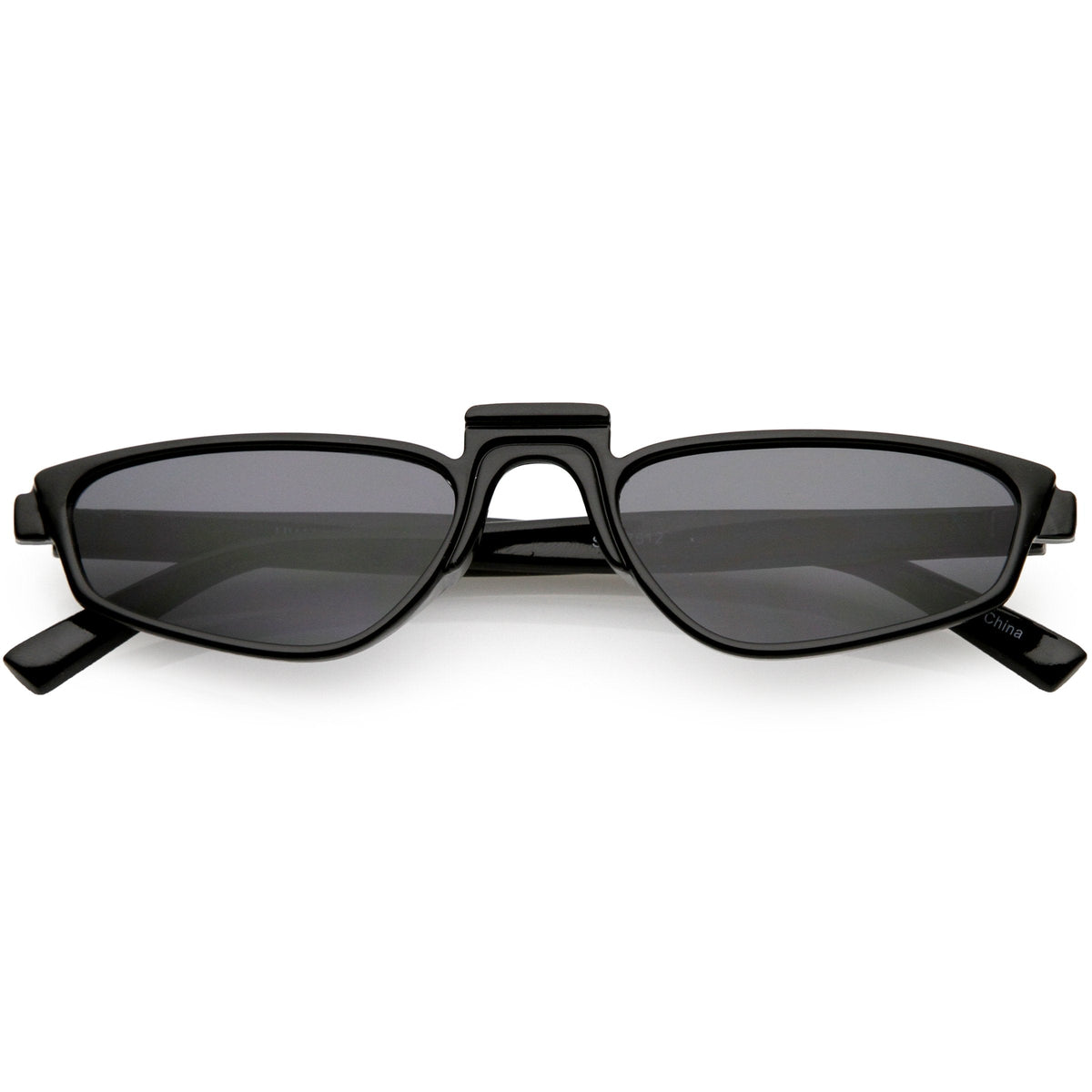Retro Modern Low Temple Narrow Flat Top Sunglasses C731