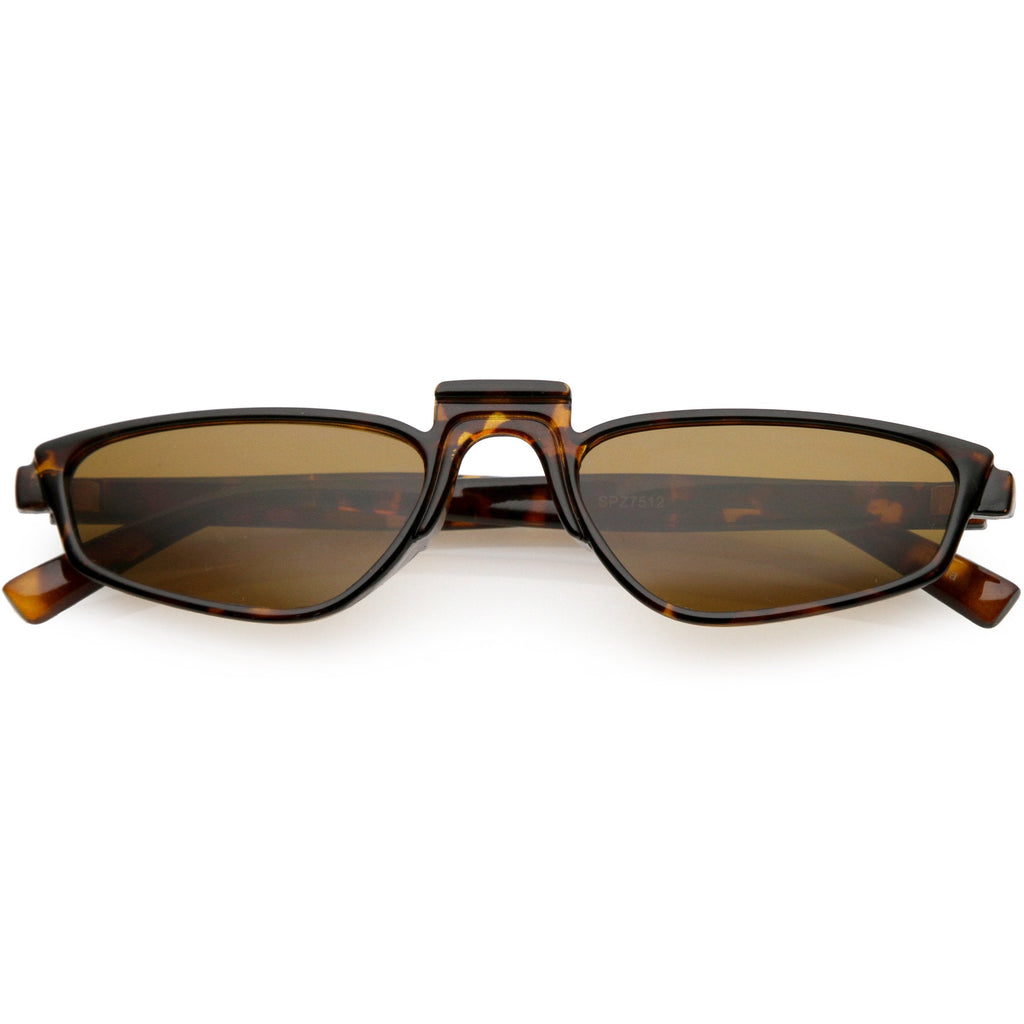 Retro Modern Low Temple Narrow Flat Top Sunglasses C731
