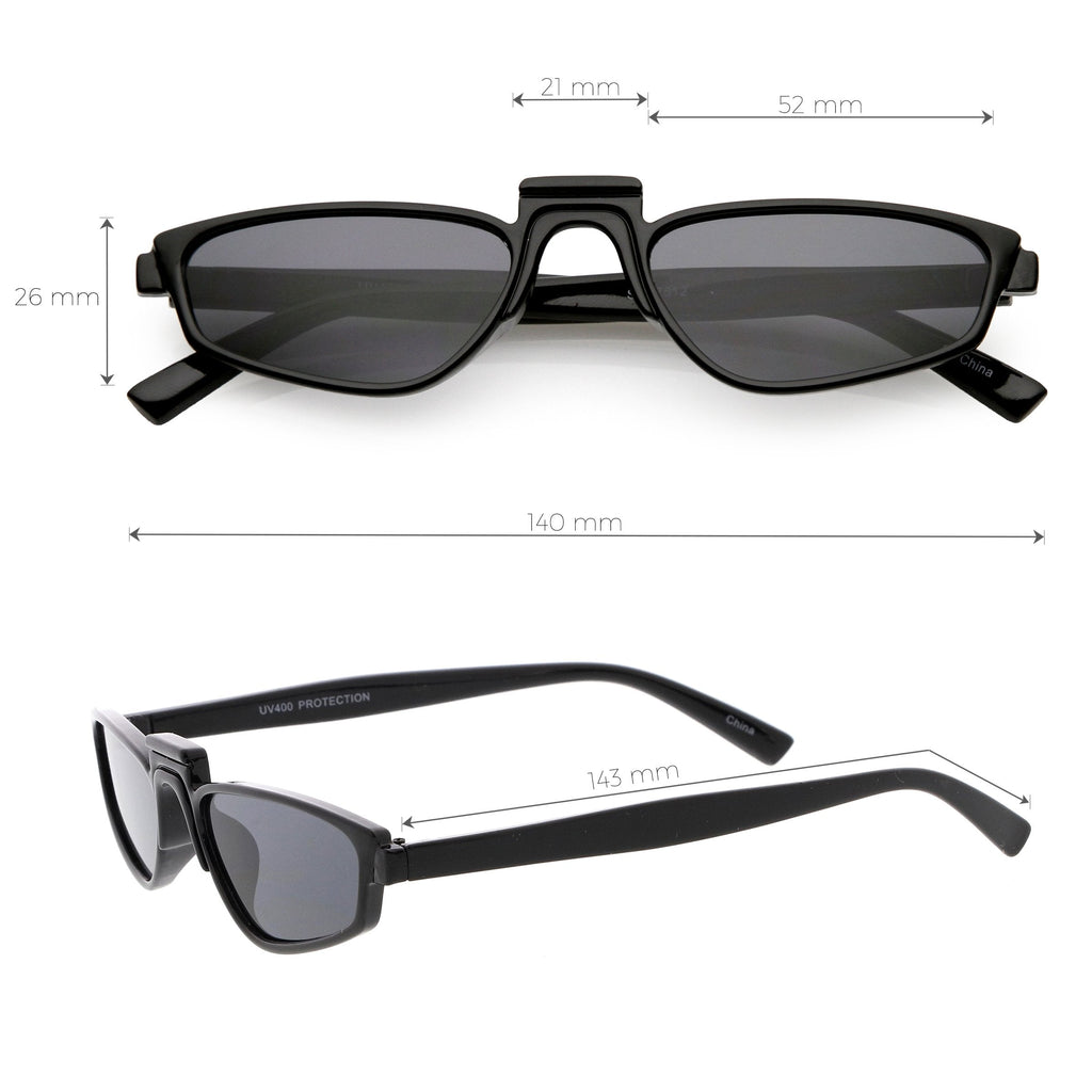 Retro Modern Low Temple Narrow Flat Top Sunglasses C731