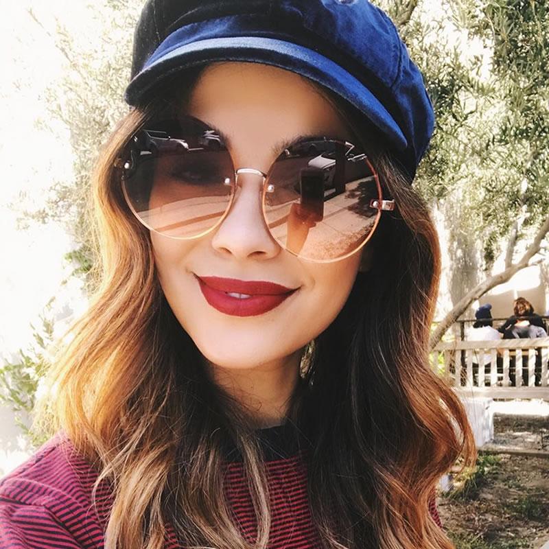 Women's Retro Oversize Round Flat Lens Sunglasses A893