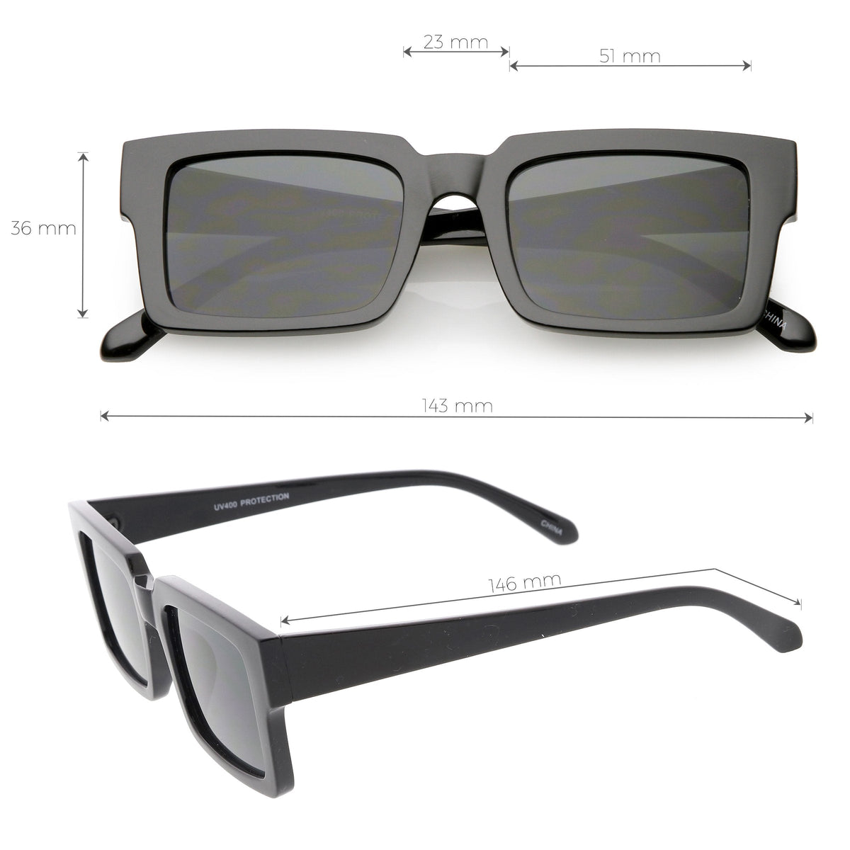 Retro Modern Square Flat Lens Flat Top Sunglasses C732