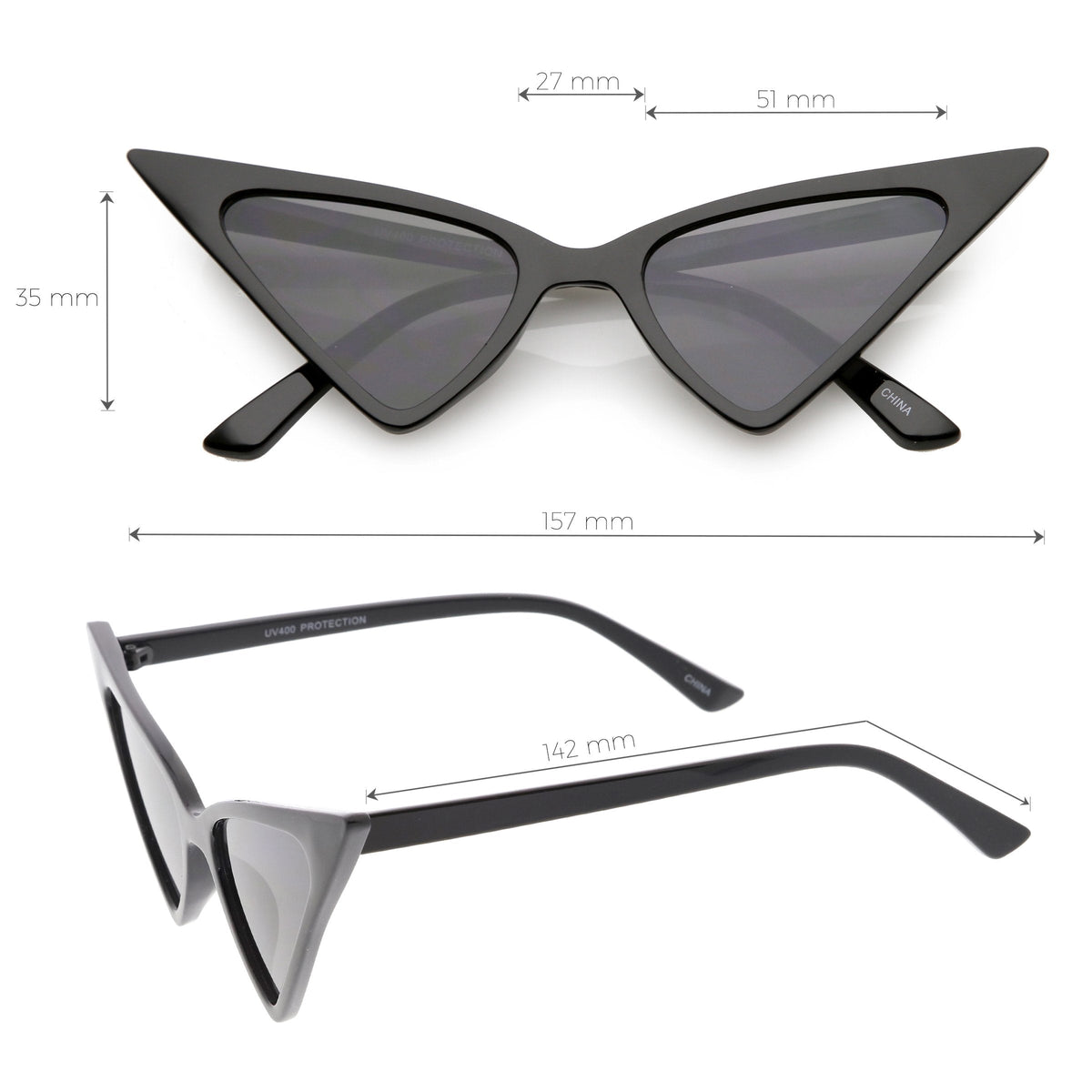 Women's Oversize Retro Modern High Pointed Cat Eye Sunglasses C745