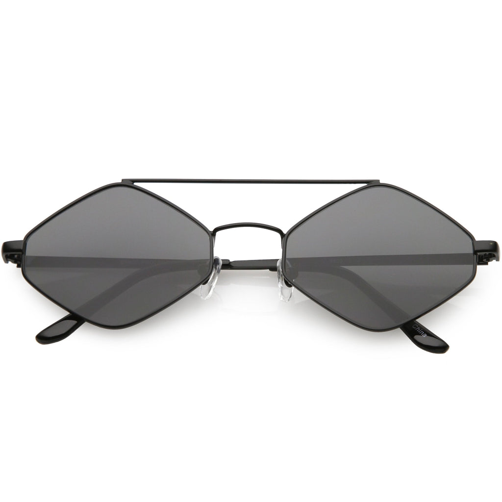 Retro Geometric Hexagon Diamond Shaped Flat Lens Sunglasses C744