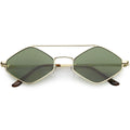 Retro Geometric Hexagon Diamond Shaped Flat Lens Sunglasses C744