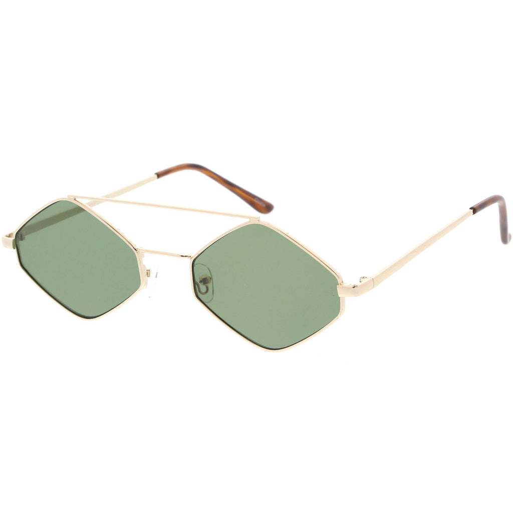 Retro Geometric Hexagon Diamond Shaped Flat Lens Sunglasses C744