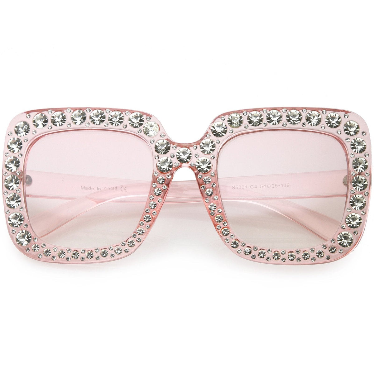 Women's Oversize Glamorous Crystal Rhinestone Square Sunglasses C586