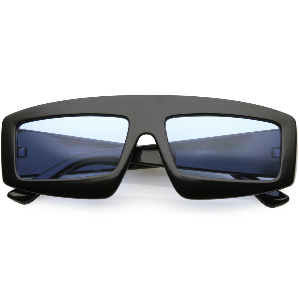 Retro Modern Rectangle Flat Lens Color Tinted Sunglasses C747