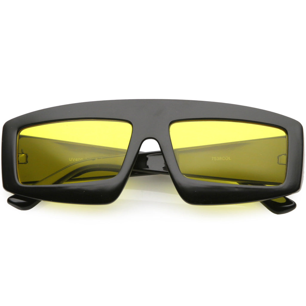 Retro Modern Rectangle Flat Lens Color Tinted Sunglasses C747