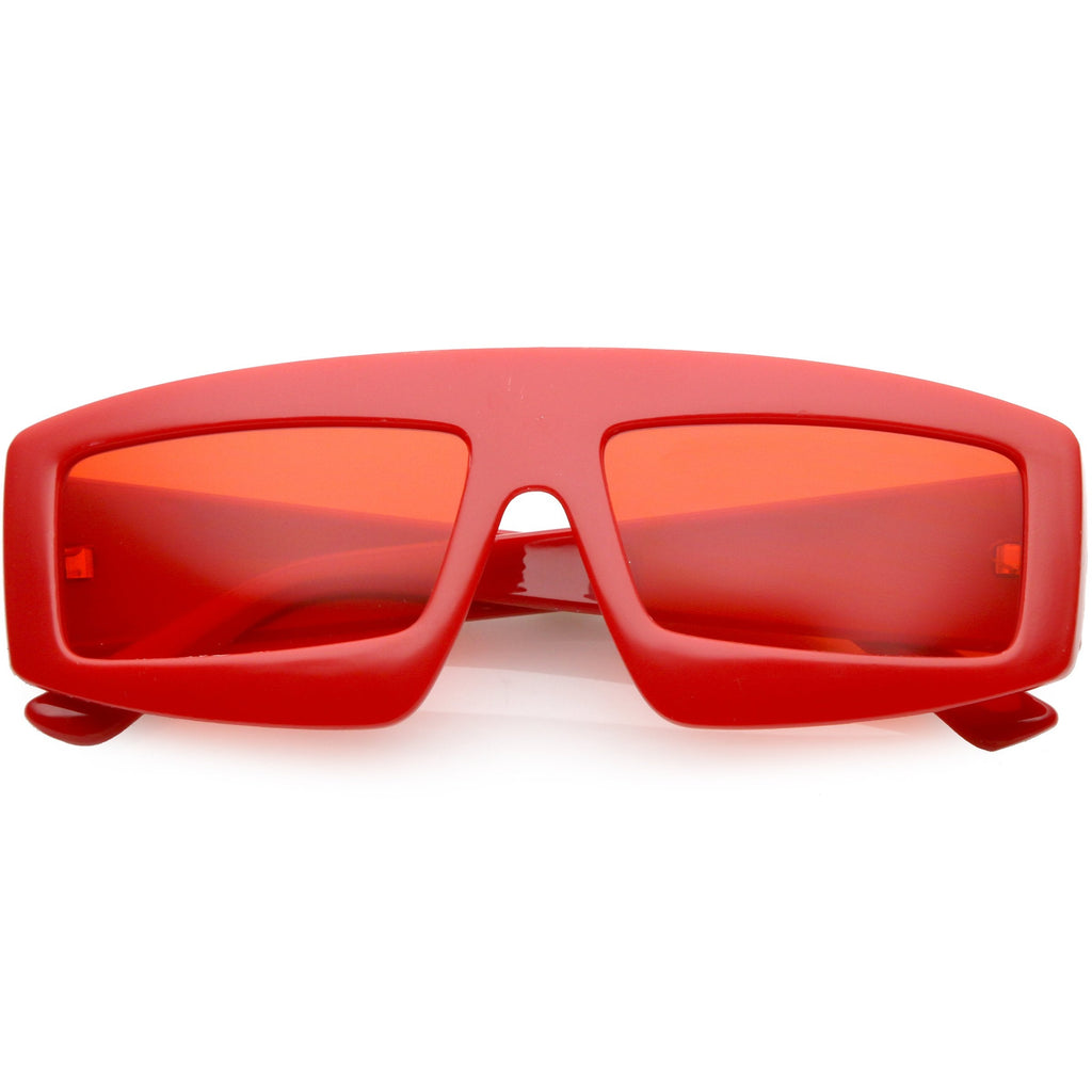 Retro Modern Rectangle Flat Lens Color Tinted Sunglasses C747