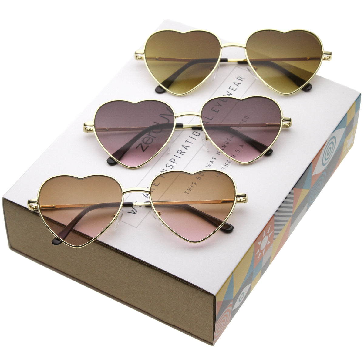 Women's Cute Metal Heart Shape Sunglasses 8796 [Promo Box]