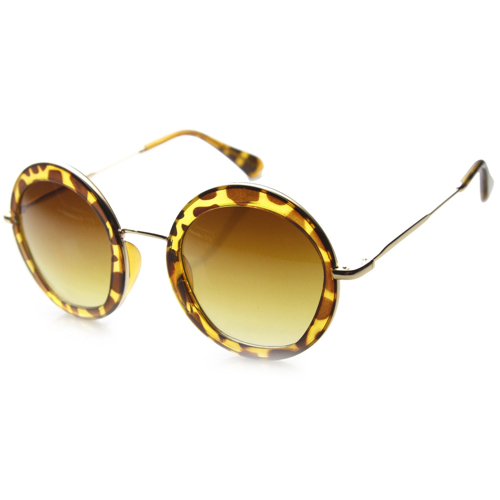 Women's Round Lens Overlay Oversize Sunglasses 9753