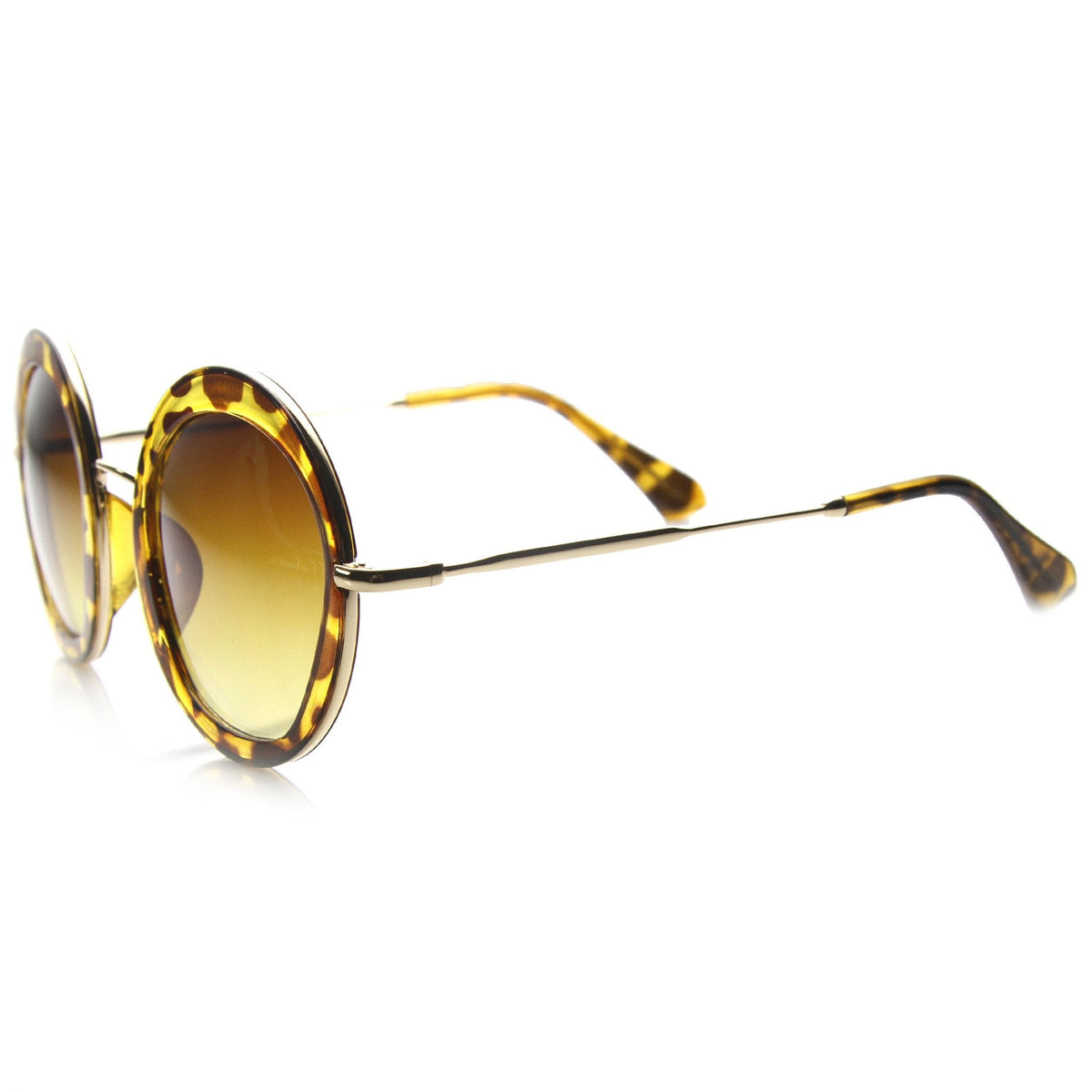 Women's Round Lens Overlay Oversize Sunglasses 9753