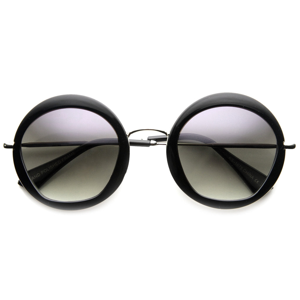Women's Round Lens Overlay Oversize Sunglasses 9753