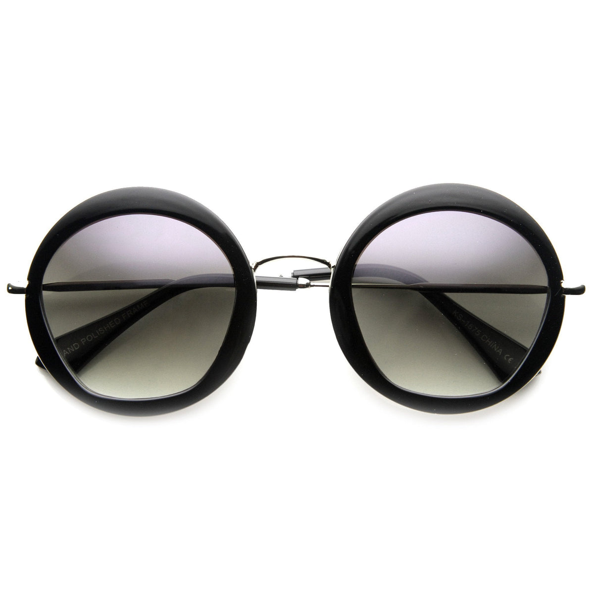 Women's Round Lens Overlay Oversize Sunglasses 9753