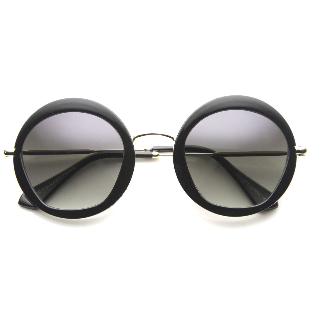 Women's Round Lens Overlay Oversize Sunglasses 9753