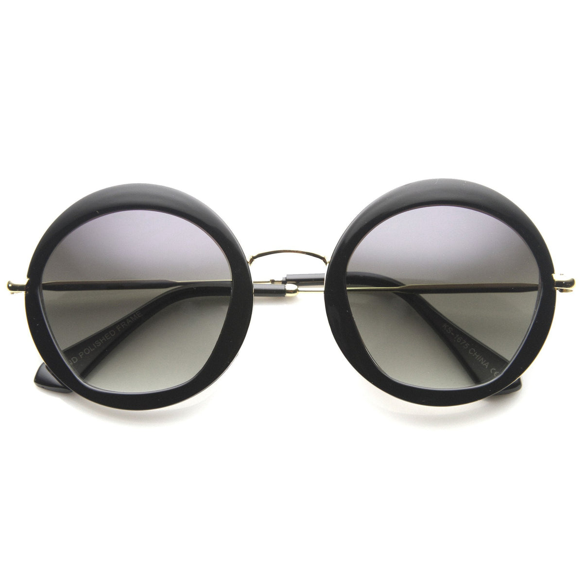 Women's Round Lens Overlay Oversize Sunglasses 9753