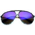 Large Retro Aviator Sunglasses With Flash Mirror Lenses 9740