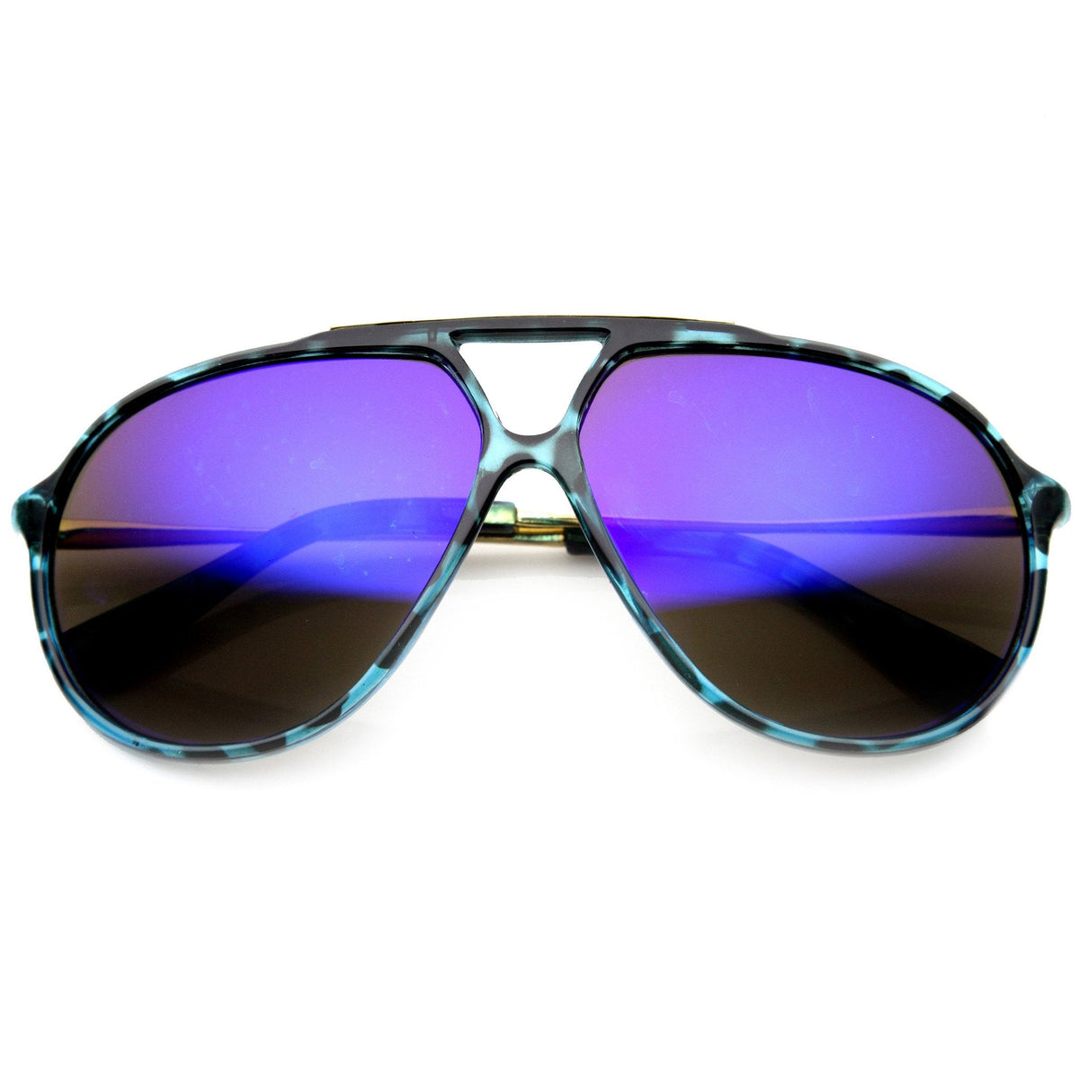 Large Retro Aviator Sunglasses With Flash Mirror Lenses 9740