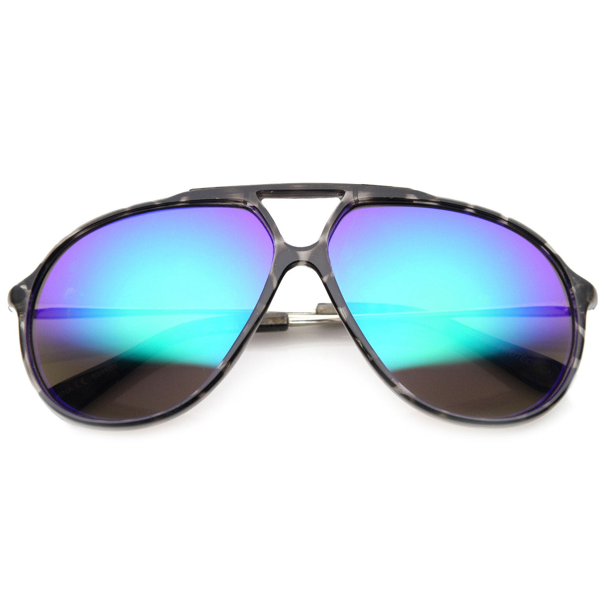 Large Retro Aviator Sunglasses With Flash Mirror Lenses 9740