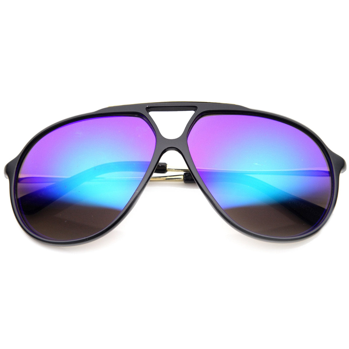 Large Retro Aviator Sunglasses With Flash Mirror Lenses 9740