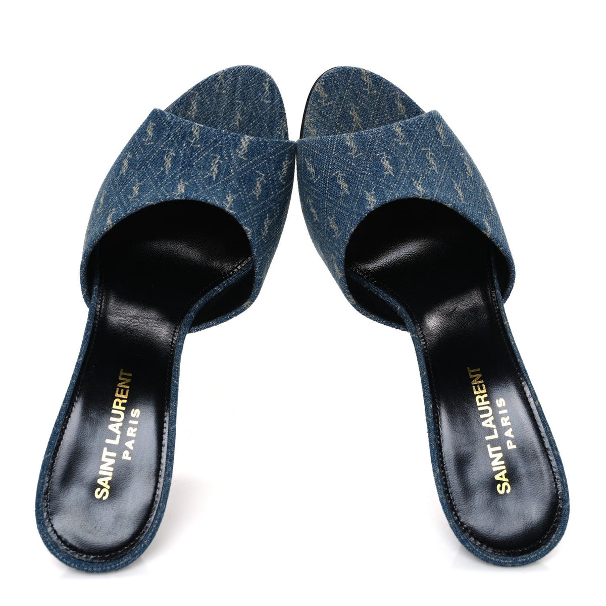 Denim Monogram La 16 Mule Sandals 38 Blue Jeans