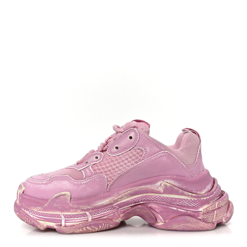 Fabric Mesh Distressed Womens Triple S Sneakers 36 Pink