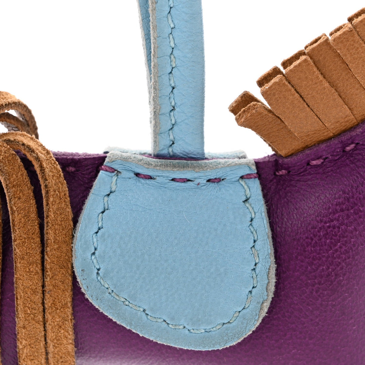 Milo Lambskin Grigri Rodeo Horse Bag Charm PM Violet Celeste Kraft