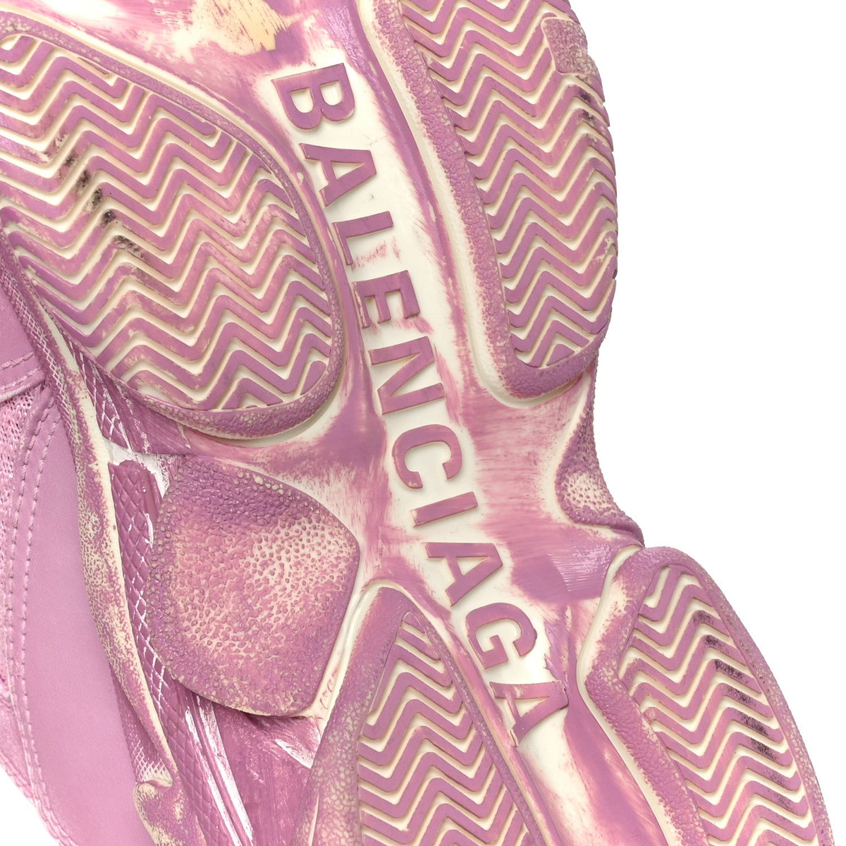 Fabric Mesh Distressed Womens Triple S Sneakers 36 Pink