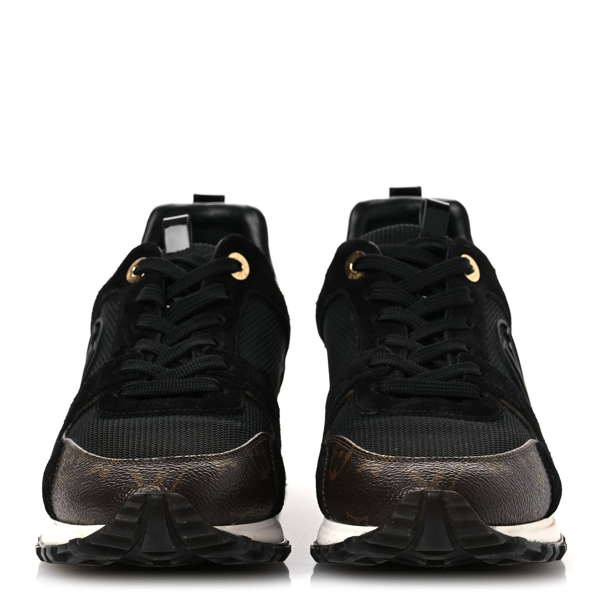 Suede Monogram Run Away Sneakers 38.5 Black