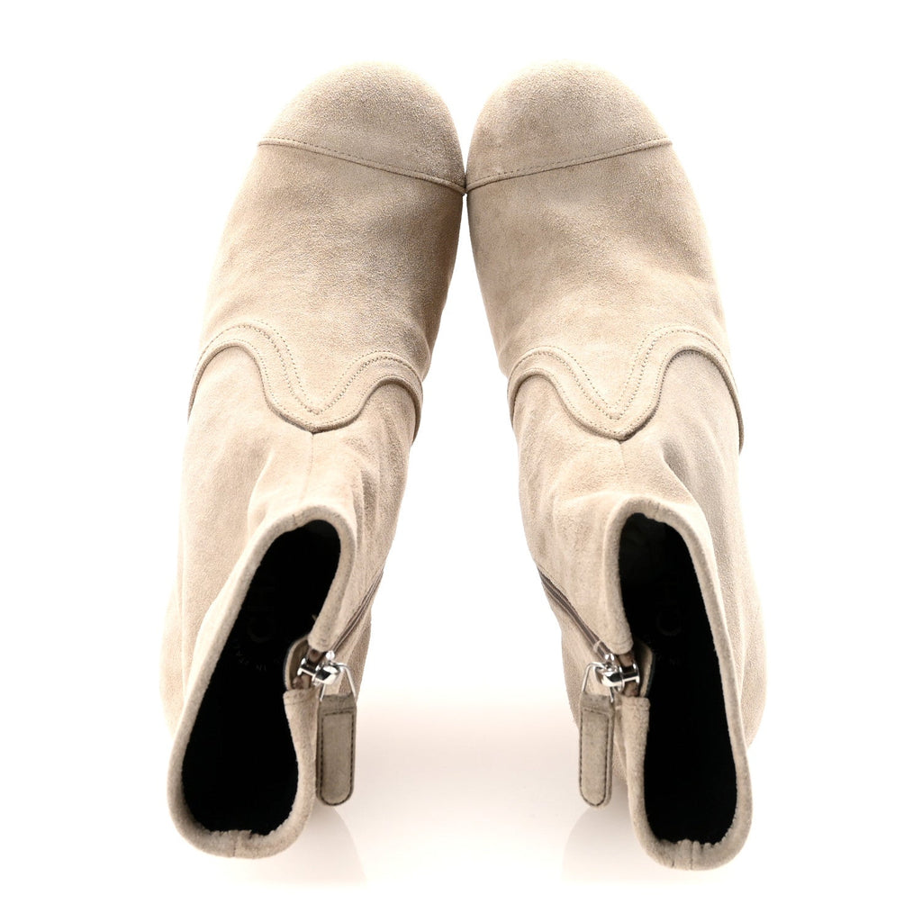 Suede Calfskin Platform Short Boots 40 Beige