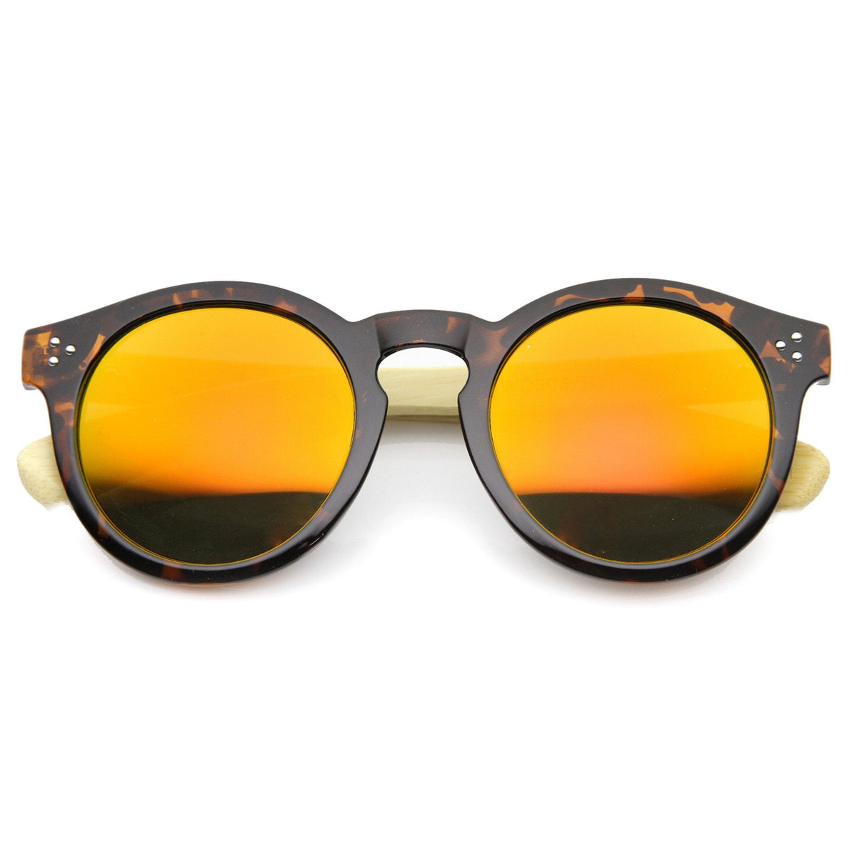 Eco Bamboo Wood Temple Round Mirror Lens Sunglasses 9805