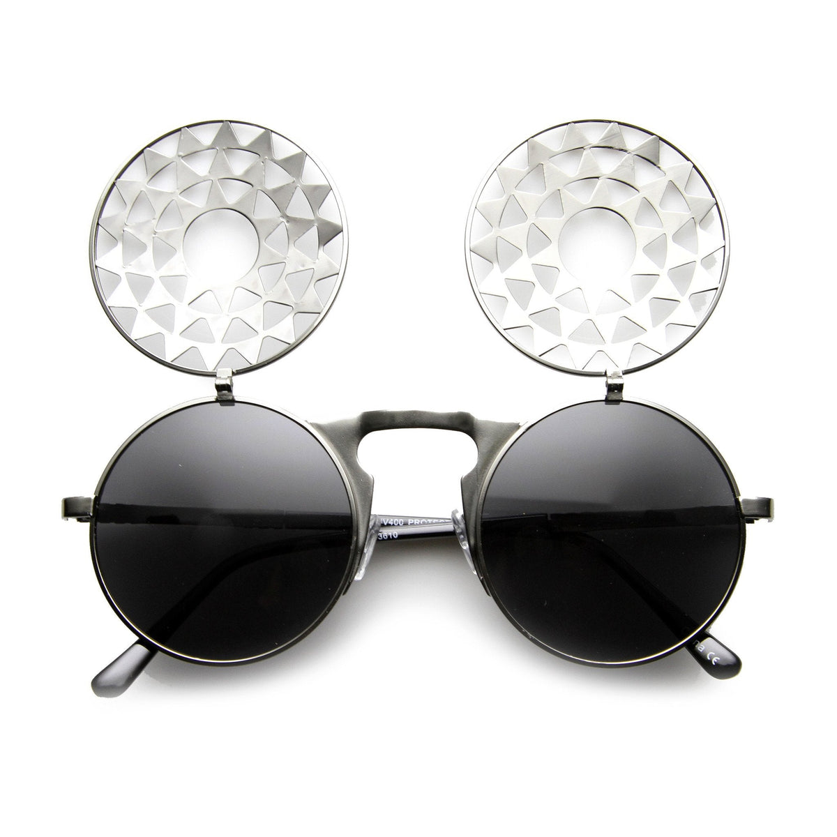 Unique Vintage Steampunk Starburst Pattern Round Sunglasses 9772