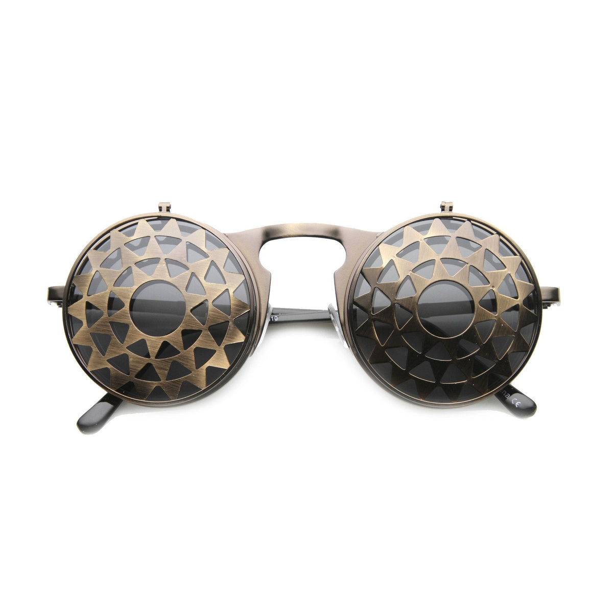 Unique Vintage Steampunk Starburst Pattern Round Sunglasses 9772