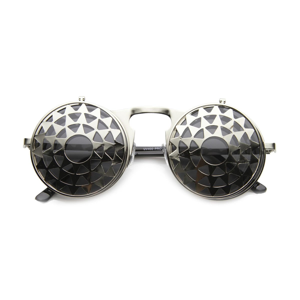 Unique Vintage Steampunk Starburst Pattern Round Sunglasses 9772