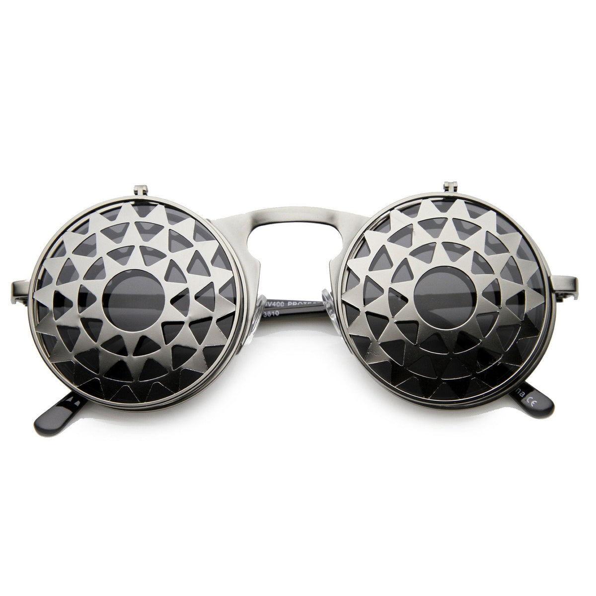 Unique Vintage Steampunk Starburst Pattern Round Sunglasses 9772