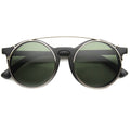 Vintage Round Horned Rim With Crossbar Clip On Sunglasses 9792