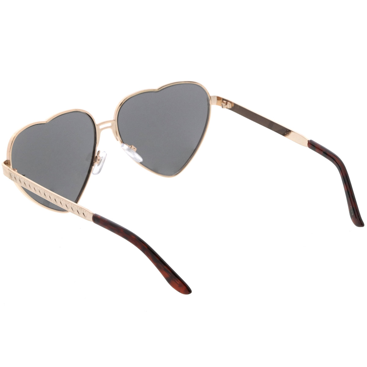 Women's Oversize Metal Heart Shaped Mirrored Lens Sunglasses C729