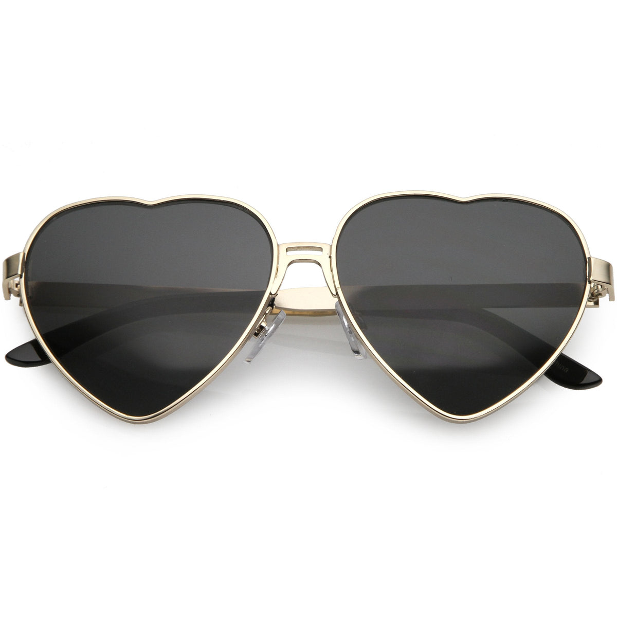 Women's Oversize Metal Heart Shaped Mirrored Lens Sunglasses C729