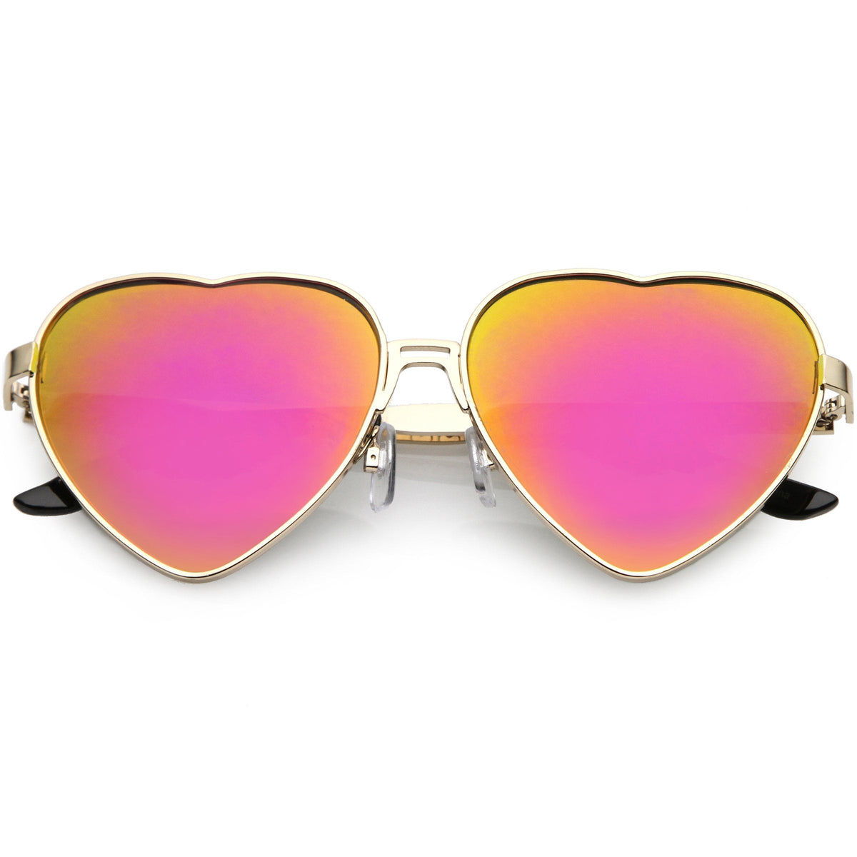 Women's Oversize Metal Heart Shaped Mirrored Lens Sunglasses C729