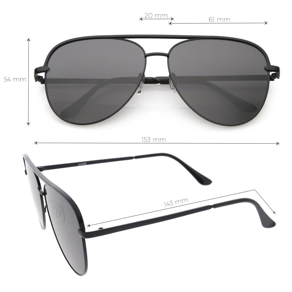 Retro Modern Oversize Flat Lens Aviator Sunglasses C791 54mm