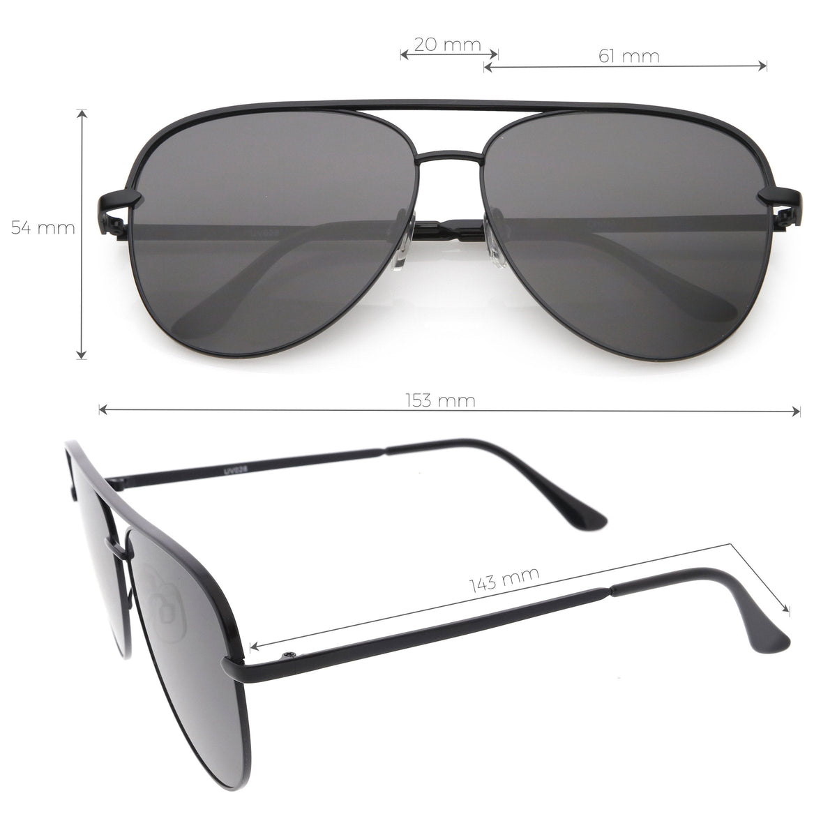 Retro Modern Oversize Flat Lens Aviator Sunglasses C791 54mm