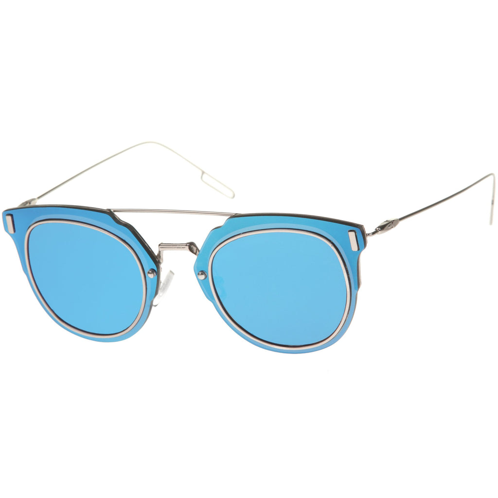 Ultra Slim Wire Frame Pantos Flat Lens Sunglasses A391