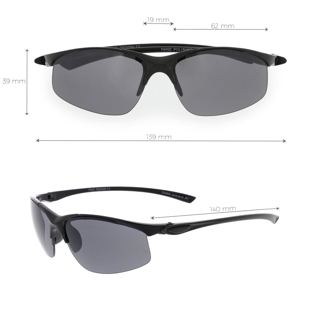 Men's Lightweight Half Frame Active Sports Wrap Around Sunglasses C788