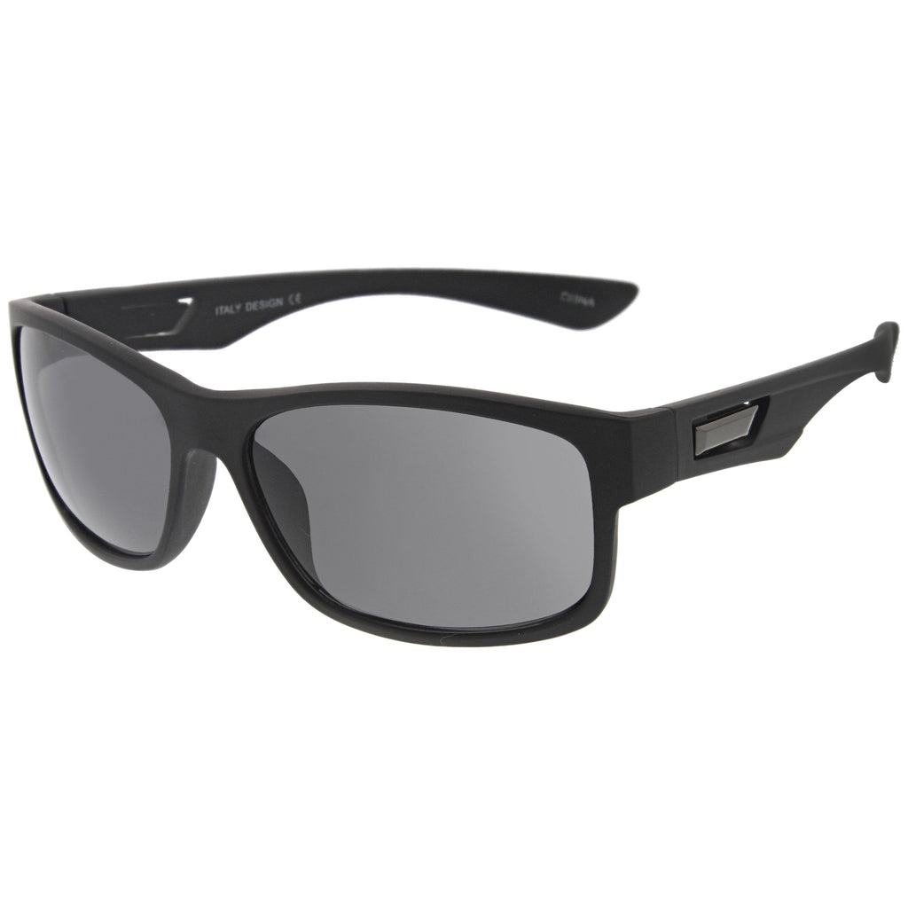 Men's Rubberized Matte Shark Fin Temple Sport Sunglasses A419