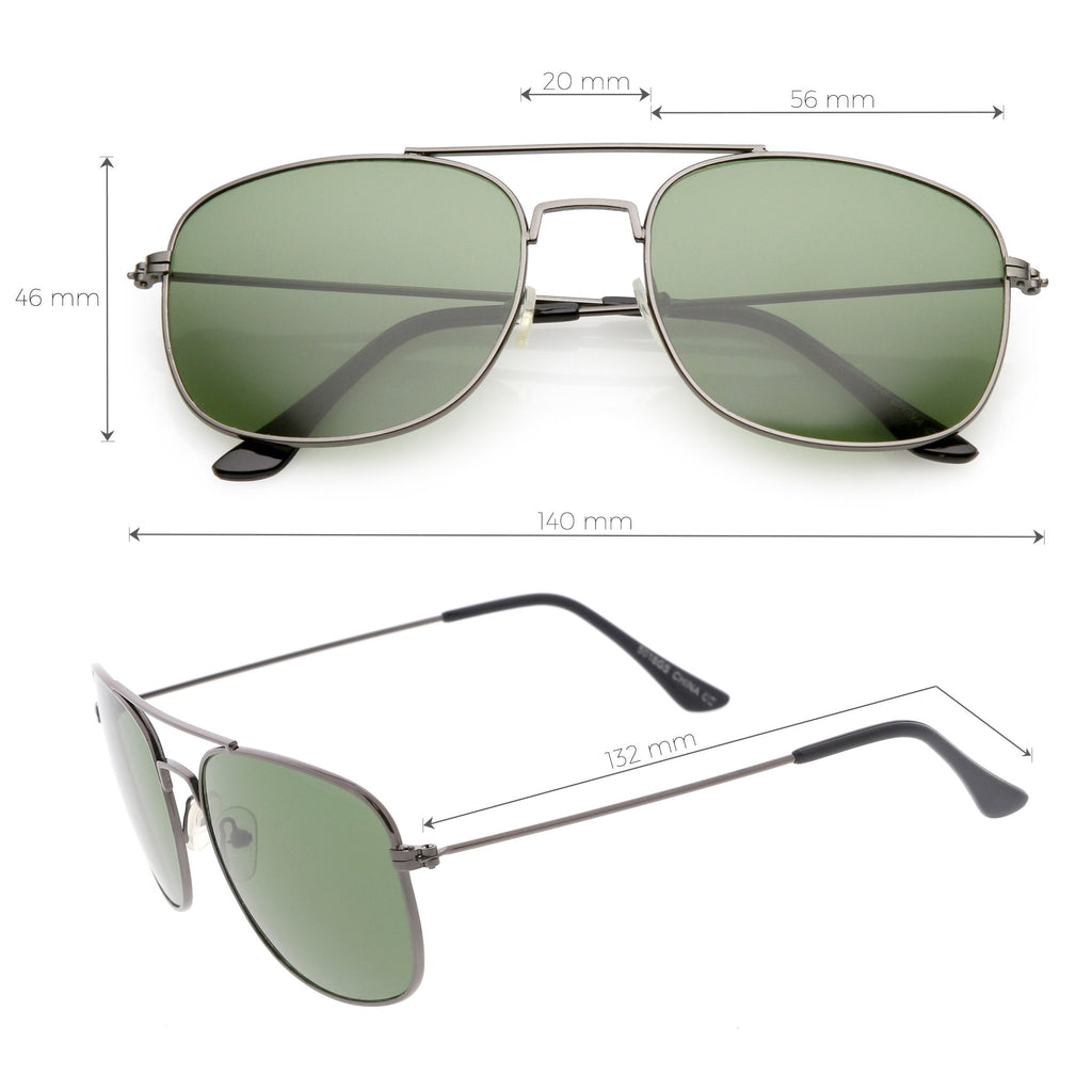 Retro Large Classic Square Metal Aviator Sunglasses C763