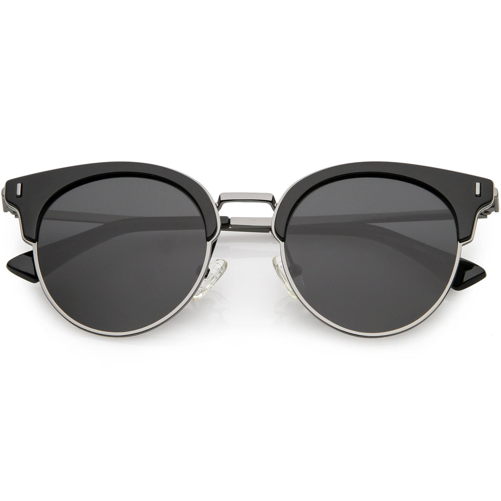 Women's Polarized Round Horned Rim Half Frame Sunglasses C828