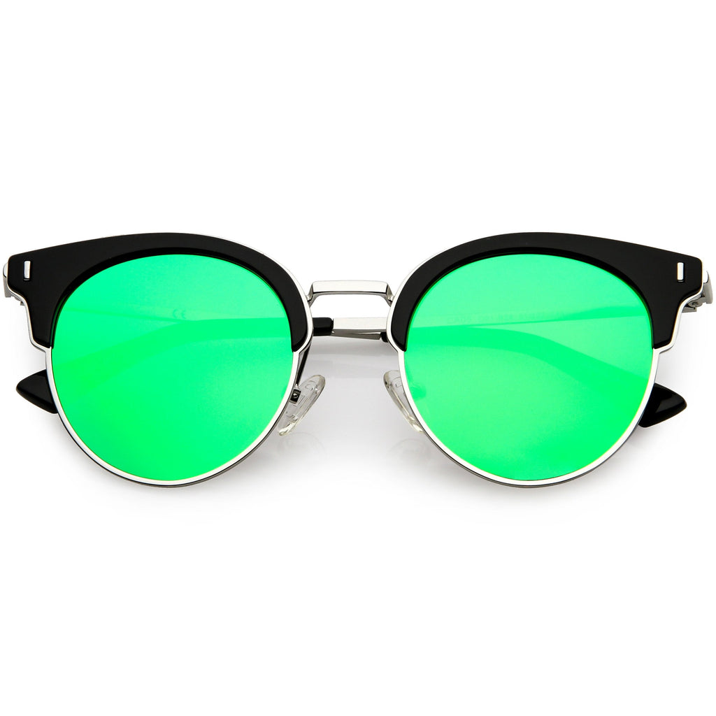 Women's Polarized Round Horned Rim Half Frame Sunglasses C828